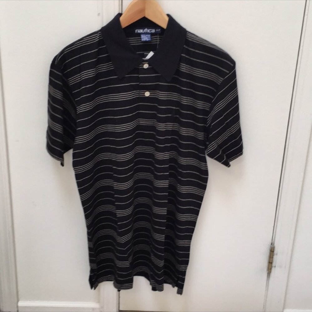 Vintage Black Striped Nautica Polo